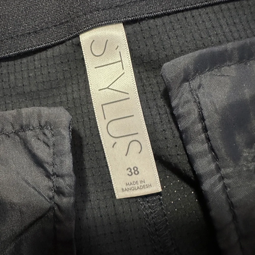 Stylus Men's 38 Tapered Pant Moonless Night Navy Blue Stretch Textured NEW